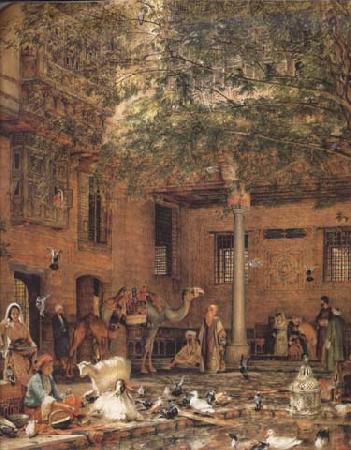 John Frederick Lewis The Hosh (Courtyard) of the House of the Coptic Patriarch Cairo (mk32) oil painting picture